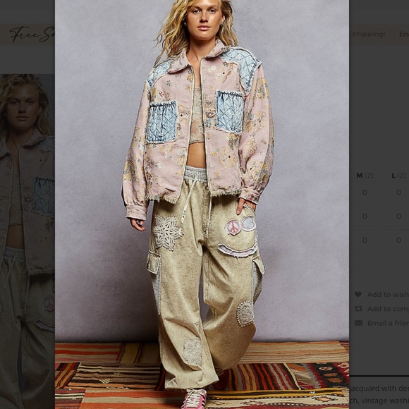 POL “ Cecilia “ POL Jacquard Jacket Shirt with Denim Quilted Patch Detail 55 - Picture 5 of 5